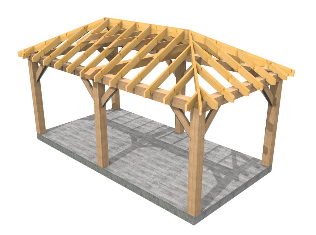 1 Bay Car Port Hipped Roof | Timber Structures by Coltman Bros