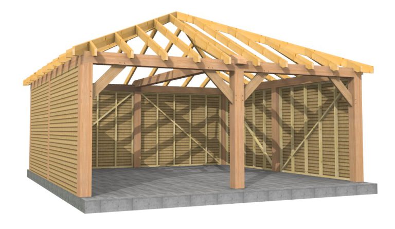 2 Bay Garage Hipped Roof | Timber Structures by Coltman Bros