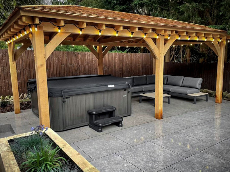 hot tub shelter timber structure by Cooltman Bros