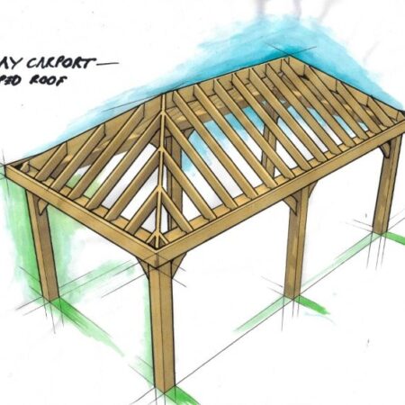 1 Bay Car Port Hipped Roof