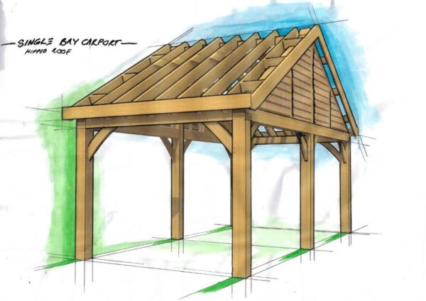 1 Bay Car Port Saddle Roof