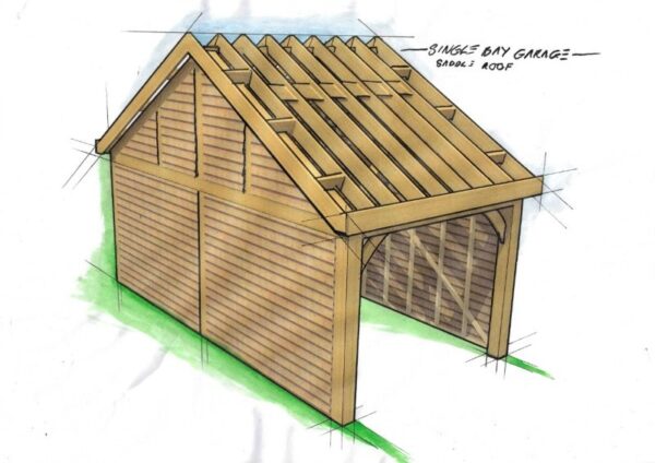 1 bay Garage Saddle Roof