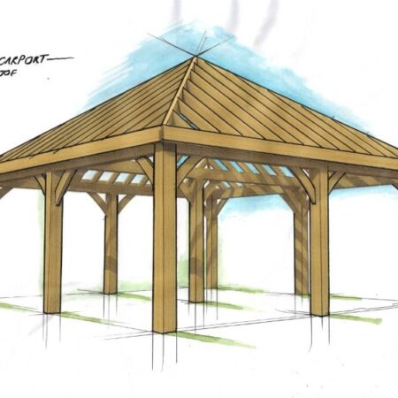 2 Bay Car Port Hipped Roof