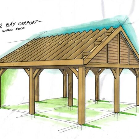 2 Bay Car Port Saddle Roof