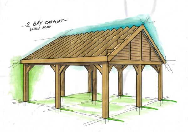 2 Bay Car Port Saddle Roof