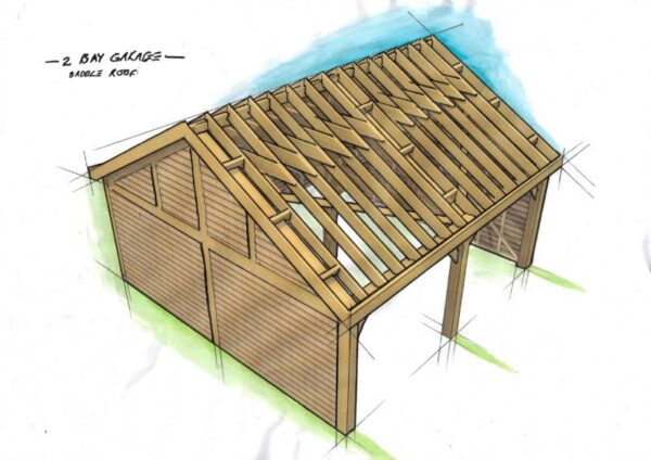 2 Bay Garage Saddle Roof