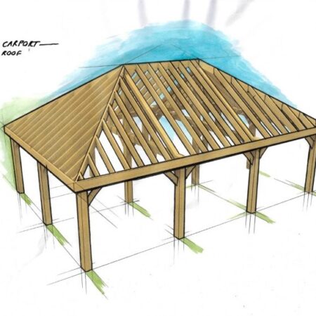 3 Bay Car Port Hipped Roof