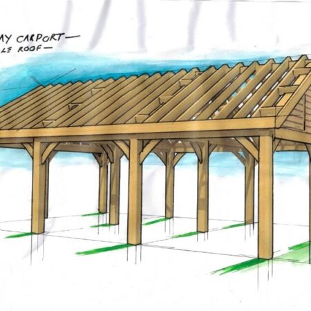 3 Bay Car Port Saddle Roof