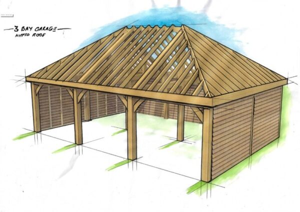 3 Bay Garage Hipped Roof
