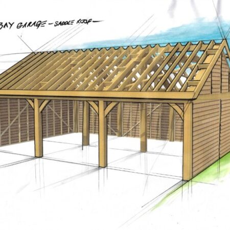 3 Bay Garage Saddle Roof